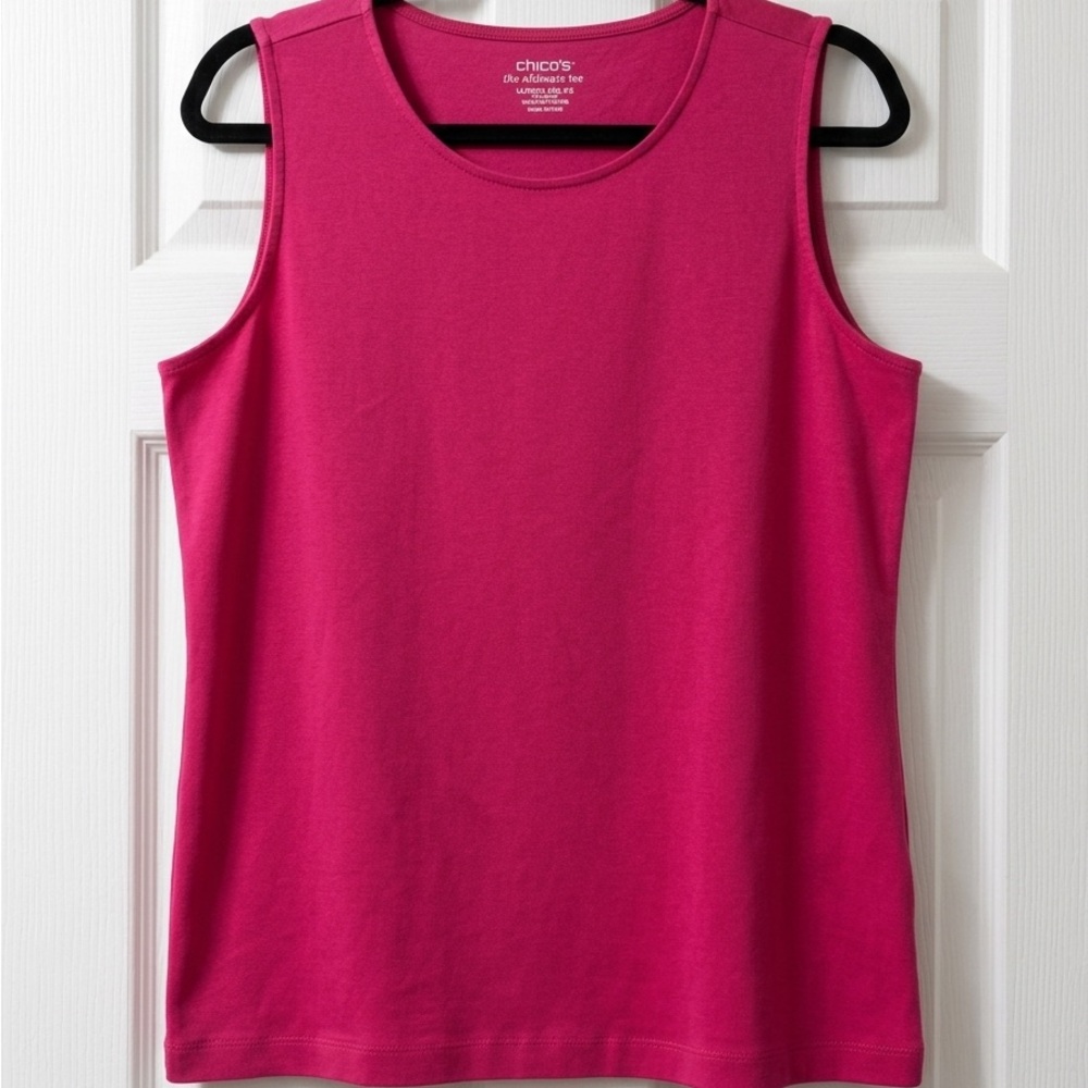 Chico's sz3 Women’s Sleeveless Tank Top with pockets in Fuchsia Pink